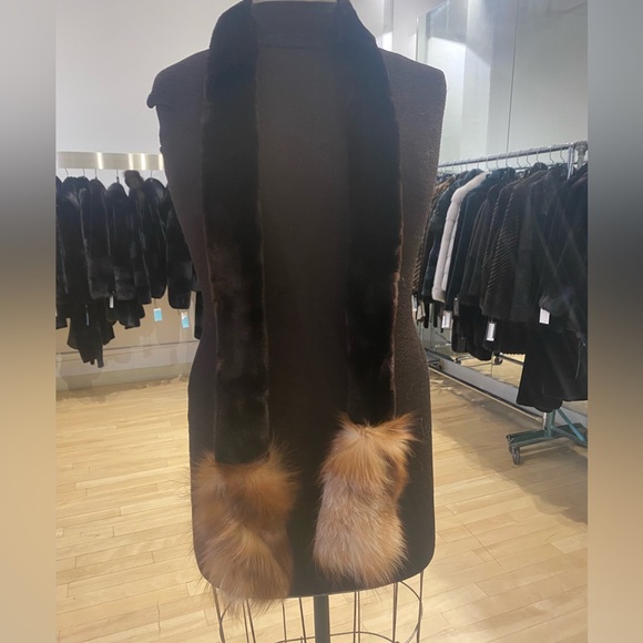 Walnut & Amber Fur Flare Scarf - Picture 2 of 2